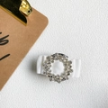 Soporte de teléfono extensible con lazo de diamantes de imitación y cinta blanca - Lazo de Gema / Blanco