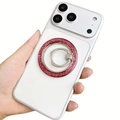 Soporte de anillo magnético MagSafe con purpurina rosa de metal de aleación de zinc - Rosa Roja