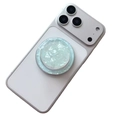 Custodia per telefono bianca con supporto magnetico pieghevole in trama di perle - verde chiaro