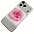 Support de téléphone en acrylique fleur rose monté sur un smartphone argenté élégant - Style Rose Rose (2)