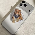 Supporto magnetico per telefono con stampa leopardata su smartphone argento e luce - Posa Ghepardo a Corpo Intero