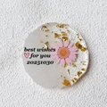 Handmade flower resin coaster with pink daisy and gold foil accents in petal shape - Pink Petal Edge (6-No Text)
