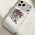 Supporto magnetico per telefono con stampa leopardata realistica su base in acrilico trasparente - Motivo Leopardato di Profilo