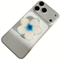 Support de téléphone en acrylique forme fleur bleue et blanche pour prise en main facile - Style Plumeria Dégradé Bleu Blanc (4)