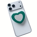 Supporto per telefono a cuore verde scuro con specchio su smartphone bianco - Supporto Espandibile / Verde