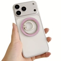 Pink magnetic ring holder for iPhone MagSafe in foldable silver zinc alloy finish - Pink