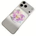 Universal purple and white orchid acrylic phone grip holder with floral design - Purple White Orchid Polka Dot Style (5)