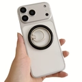 White magnetic phone case with foldable silver metal ring stand for Magsafe - Black