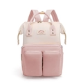 Zaino mamma alla moda rosa e beige, grande capacità con tasche multifunzionali - Beige e Rosa