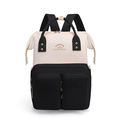 Multifunctional high capacity black and white diaper backpack for moms on the go - Beige and Black