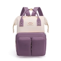 Zaino mamma alla moda beige e viola con tasche multiple e spallacci larghi imbottiti - Viola Pasta di Fagioli