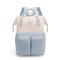 Zaino mamma blu e beige con tasche multiple e design a grande capacità - Beige e Azzurro