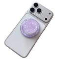 Supporto magnetico per telefono con motivo marmo viola pieghevole per iPhone design tondo - Viola Chiaro
