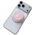Supporto magnetico per iPhone con motivo marmo rosa e trama a conchiglia perla - Rosa