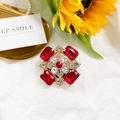 Support de téléphone luxe à strass rouges avec forme en X dorée vintage et cristaux - Support Gemme No. 41 Type X - Rouge