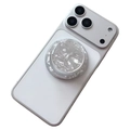 White shell texture magnetic phone grip holder for iPhone, minimalist folding stand design - Gray