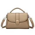 Borsa a mano elegante in ecopelle color cuoio con fibbia dorata e tracolla rimovibile - Cachi