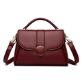 Modische burgunderrote Handtasche mit Litschitextur, Goldschnalle und Schultergurt - Rot