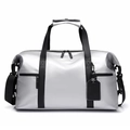 Grande borsa da viaggio argento metallizzato con manici neri e superficie impermeabile - Argento
