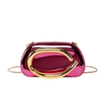 Modern magenta acrylic clutch bag with a large gold C-handle and fine snake chain strap - Purple