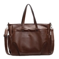 Sac fourre-tout marron grain litchi avec bandoulière et rivets en style vintage - Marron