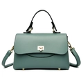 Chic bean green crossbody handbag with pebble leather texture and gold hardware finish - Green