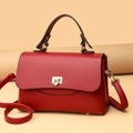 Elegant red lychee texture leather handbag with gold HP lock and adjustable strap - Yellow (With Free Handbag and Card Holder)