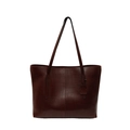 Vintage dunkelbraune Shopper-Tasche aus Kunstleder mit großem Fassungsvermögen - Braun