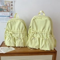 Fresh green nylon school backpacks with cute bow and drawstring pockets in two sizes - Yellow