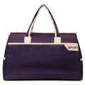 Grande borsa da viaggio viola con manici crema e stampa Sport su sfondo bianco puro - Viola