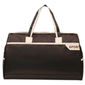 Grande borsa da viaggio marrone e crema con doppi manici e logo sportivo da donna - Marrone
