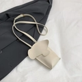 Creamy white cartoon elephant crossbody phone bag made of synthetic leather with thin strap - White