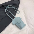Light blue faux leather mini crossbody bag with a cute elephant character design - Blue