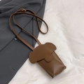 Cute dark brown elephant shaped mini crossbody phone bag made of smooth PU leather - Brown