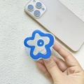 Détail du support de téléphone fleur bleue avec texture peinture à l'huile - Fleur Bleue