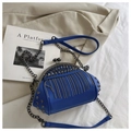 Royal blue PU leather crossbody bag with metallic tassels and rivet studs detail - Blue