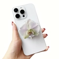 Dettaglio macro del supporto per telefono orchidea 3D con petali sfumati e base - Orchidea Viola Chiaro (1)
