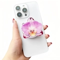 Dettaglio supporto telefono in acrilico con orchidea rosa e attacco Magsafe - Orchidea Sfumata Rosa Viola (3)