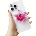 Supporto magnetico per cellulare con fiore di giglio rosa in acrilico per iPhone - Supporto Magnetico / Stile Giglio Rosa (1)