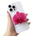 Dettaglio del supporto magnetico per telefono a forma di orchidea in acrilico rosa - Supporto Magnetico / Stile Orchidea Rosa (4)