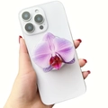 Pink orchid acrylic MagSafe phone grip on transparent iPhone case with realistic textures - Dark Pink Purple Orchid (7)