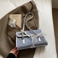 Petit sac carré argenté avec double nœuds et finition texture grain de bois - Argenté