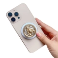 Luxury metallic teddy bear folding phone grip stand with gold-plated relief effect - Magnetic Stand / Silver Base Gold Ring Bear