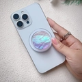 Macro view of gradient macaron shell texture on telescopic magnetic phone grip - Magnetic Stand / Purple Gradient Shell