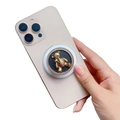 Magnetic gold bear phone socket stand with black base and decorative golden beads - Magnetic Stand / Black Base Gold Ring Bear