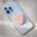 Dettaglio del supporto Magsafe a cuore con glitter rosa e paillettes in custodia acrilica - Paillettes Cuore Arancione