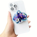 Dettaglio supporto telefono orchidea con petali sfumati blu e strass di cristallo - Orchidea Sfumata Blu (钻兰花-3)