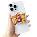 Dettaglio del supporto per telefono a farfalla arancione con cristalli viola su smartphone - Forma Farfalla Arancione Gialla (钻兰花-4)