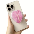 Macro detail of a pink heart flower acrylic phone grip on a gold smartphone back - Soft Color Heart Flower (21)