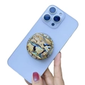 Colorful shell texture magnetic telescopic phone stand with golden metal frame - Square Yellow Abalone